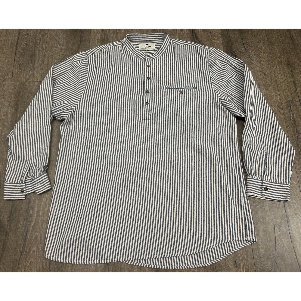 Lee Valley Ireland Grandfather Flannel Striped Cotton Shirt Men 5XL